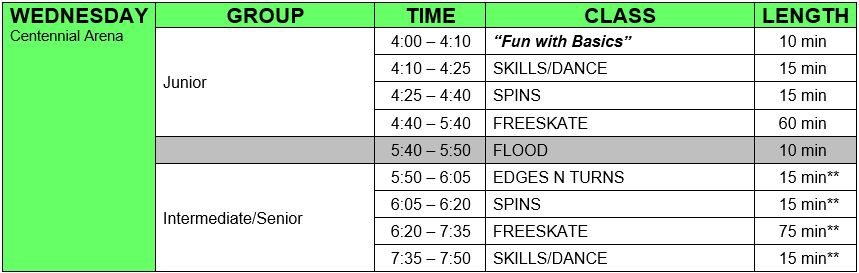 Regular Ice Schedule :: Niagara on the Lake Skating Club